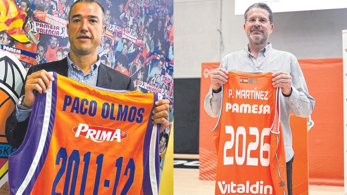 Paco Olmos y Pedro Martínez en sus presentaciones a su vuelta al Valencia Basket
