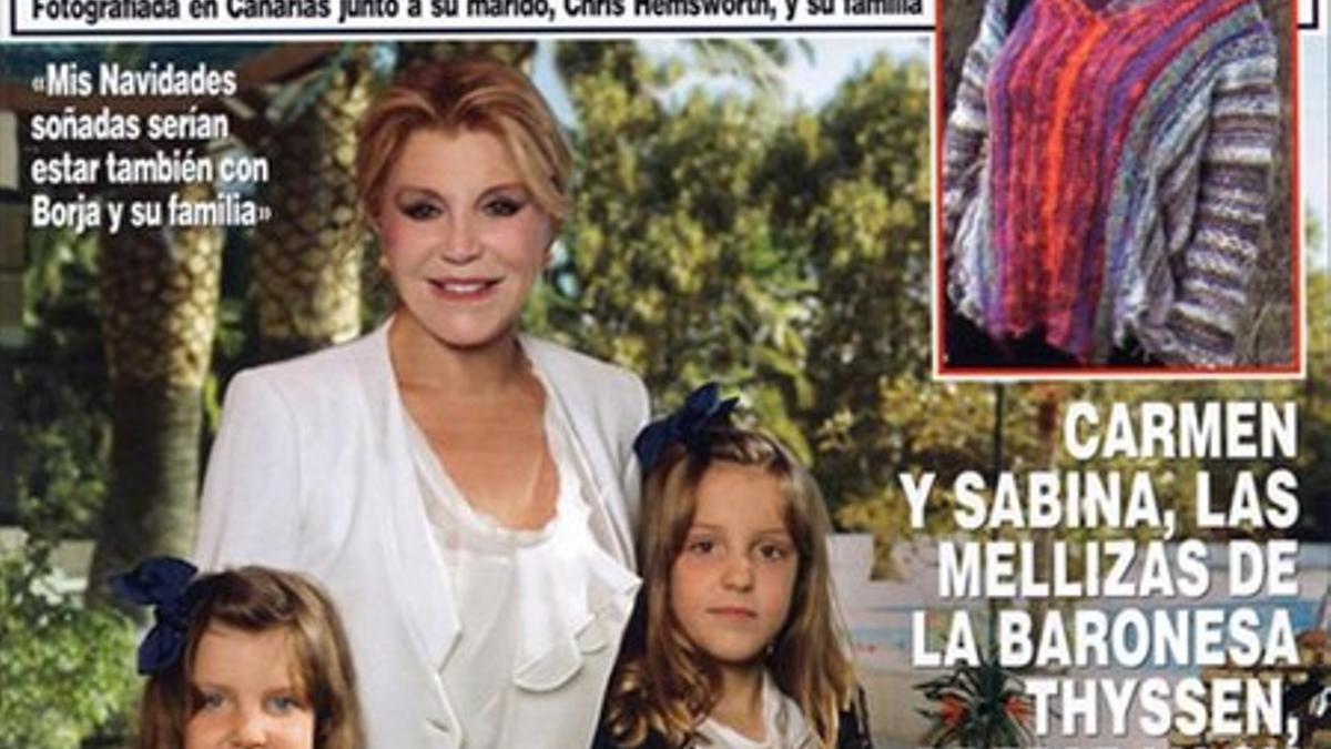 La baronesa Thyssen y sus hijas en la portada de la revista '¡Hola!'