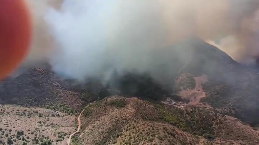 imagen aérea del incendio de la Vall