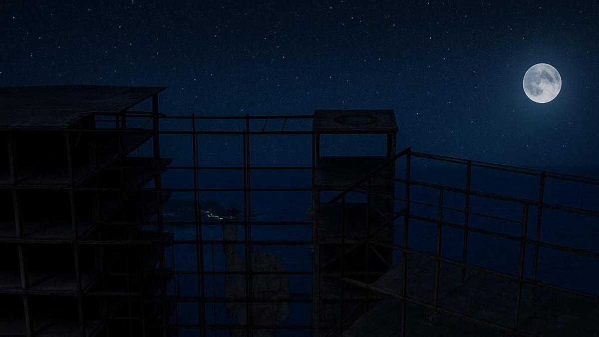 Foto del "Esqueleto de La Matanza" modificada con IA para que fuese de noche