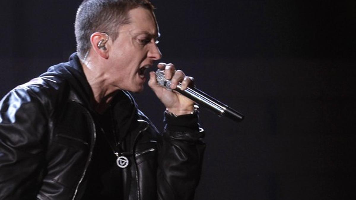 Eminem, durante su actuación en la gala de los Grammy, el domingo en Los Ángeles.