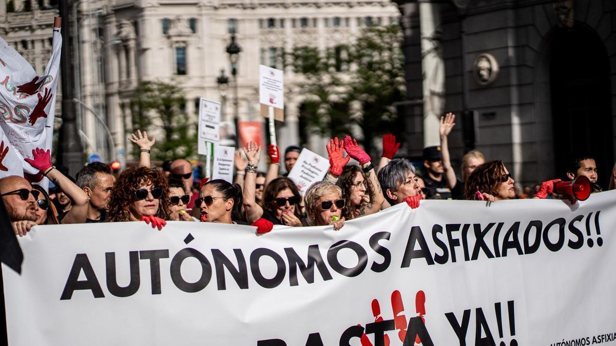 Una manifestación de trabajadores autónomos, el pasado 25 de abril.