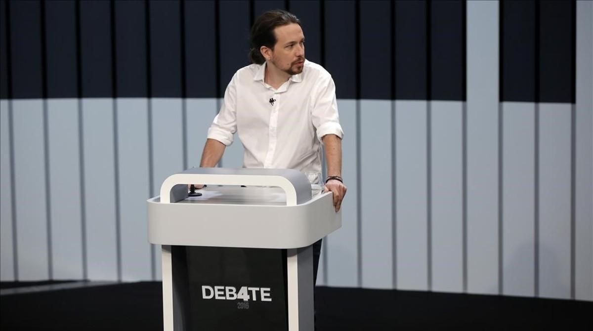 Pablo Iglesias durante el debate a cuatro.
