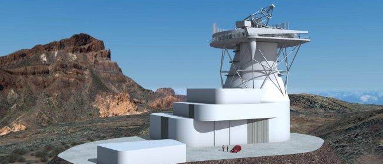 Maqueta del futuro Telescopio Solar Europeo, que se ubicará en La Palma.