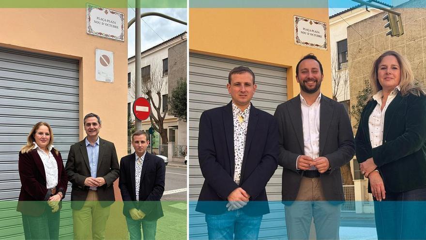 El PP y Vox presumen, por separado, del cambio de nombre de la plaza que ahora se llama Nou d'Octubre