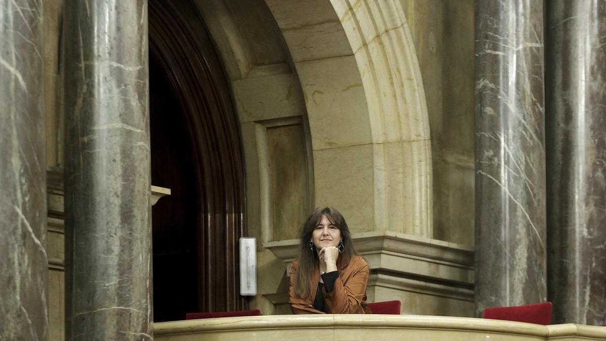 La presidenta suspendida del Parlament, Laura Borràs, este miércoles en el hemiciclo.