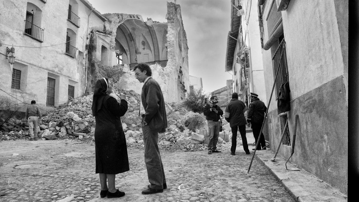Antigua iglesia del convento de Sant Agustí de Xàtiva, tras el hundimiento del campanario, en 1990.