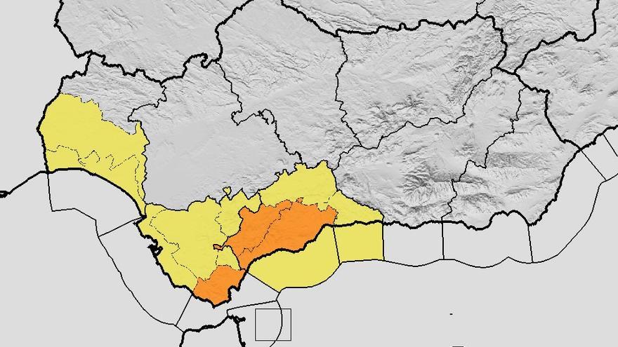 La Aemet eleva a naranja los avisos por lluvias este sábado en dos provincias de Andalucía