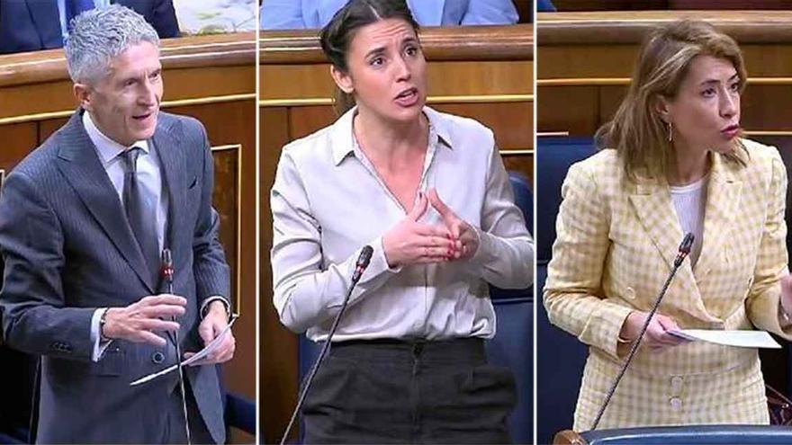 Marlaska, Montero y Sánchez, hoy en el Congreso.