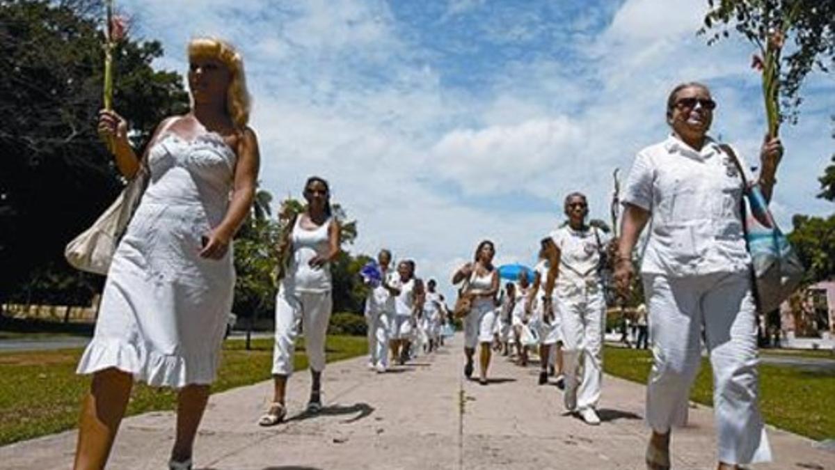 Las Damas de Blanco, en una de las últimas marchas de protesta.