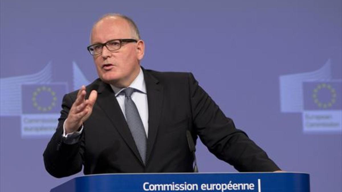 El vicepresidente de la Comisión Europea, Frans Timmermans, ayer, en Bruselas.