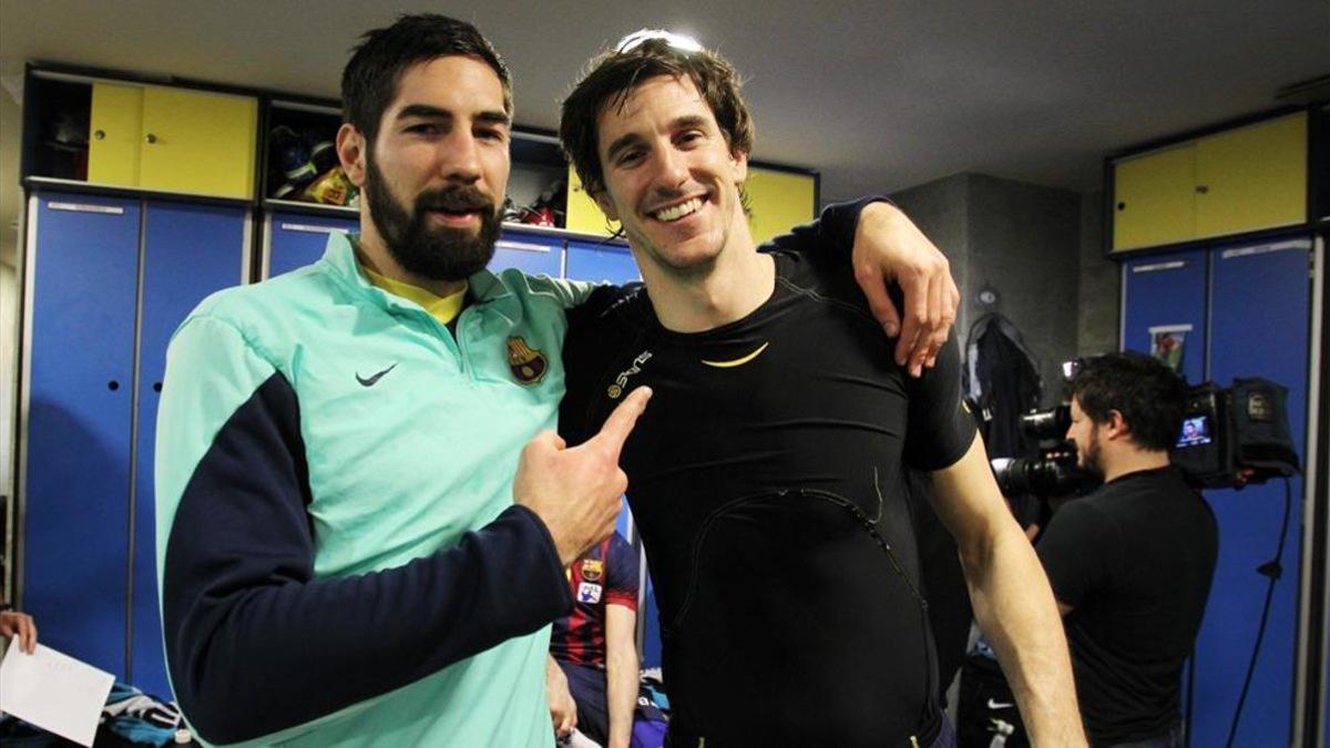 Nikola Karabatic y Viran Morros, juntos en el Barça