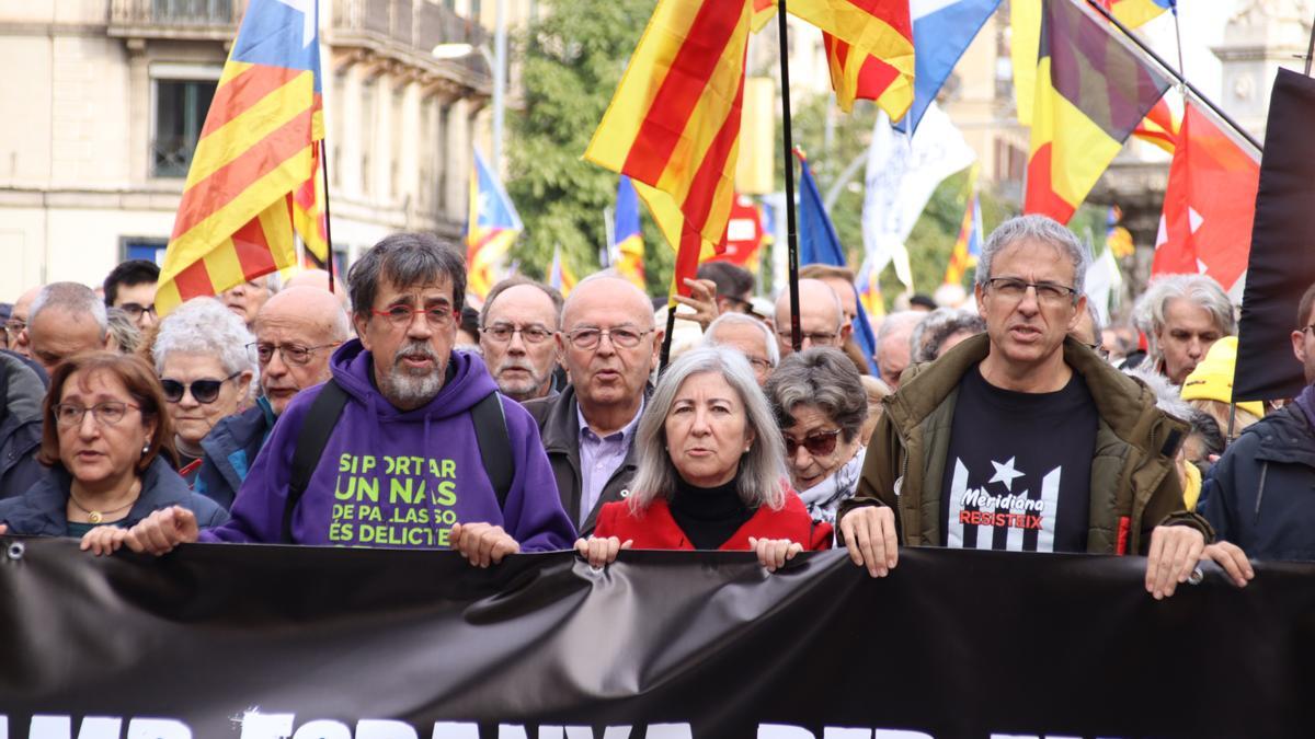 La presidenta i el vicepresident de l'ANC, Dolors Feliu i Jordi Pesarrodona, a la manifestació.