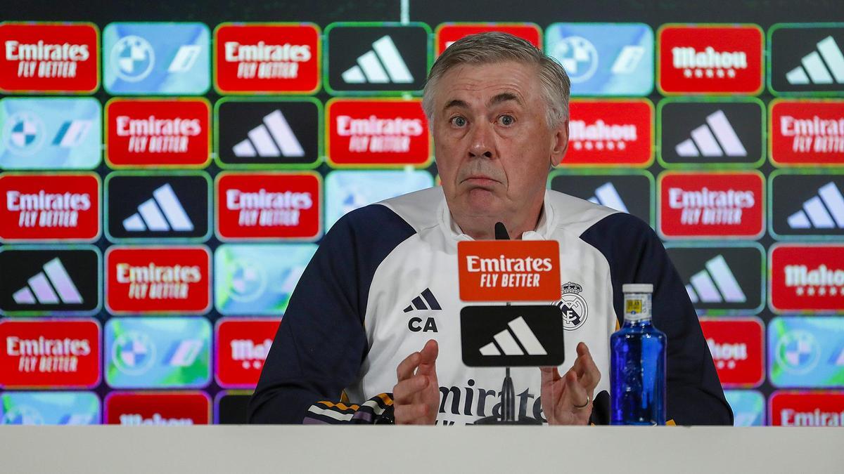 Carlo Ancelotti, entrenador del Real Madrid en rueda de prensa