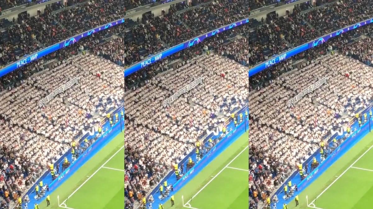 La pancarta de la afición del Real Madrid: &quot;Fuera violentos de los estadios&quot;