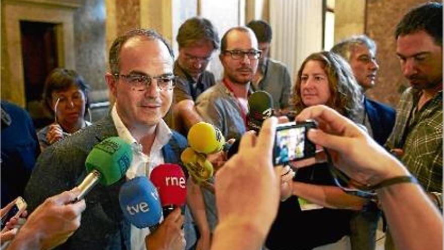 Jordi Turull durant la compareixença d&#039;ahir al matí davant dels mitjans de comunicació.