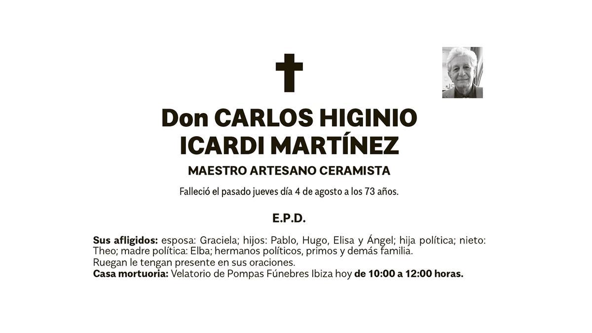 Esquela Carlos Higinio Icardi Martínez