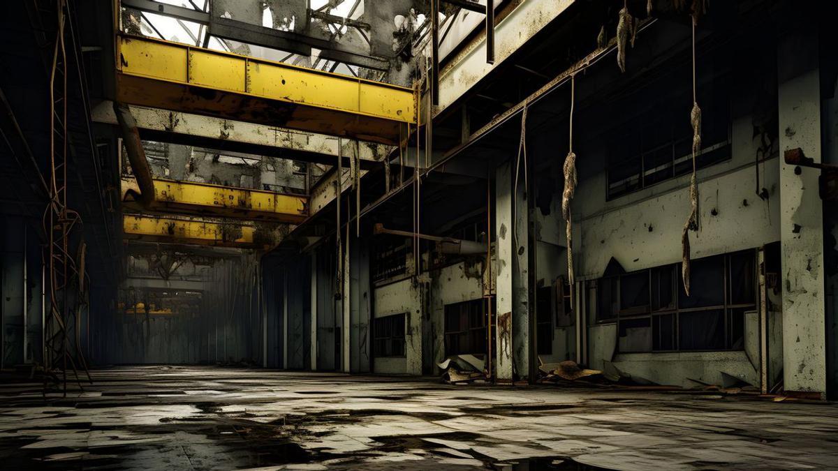 Nave industrial en ruinas.