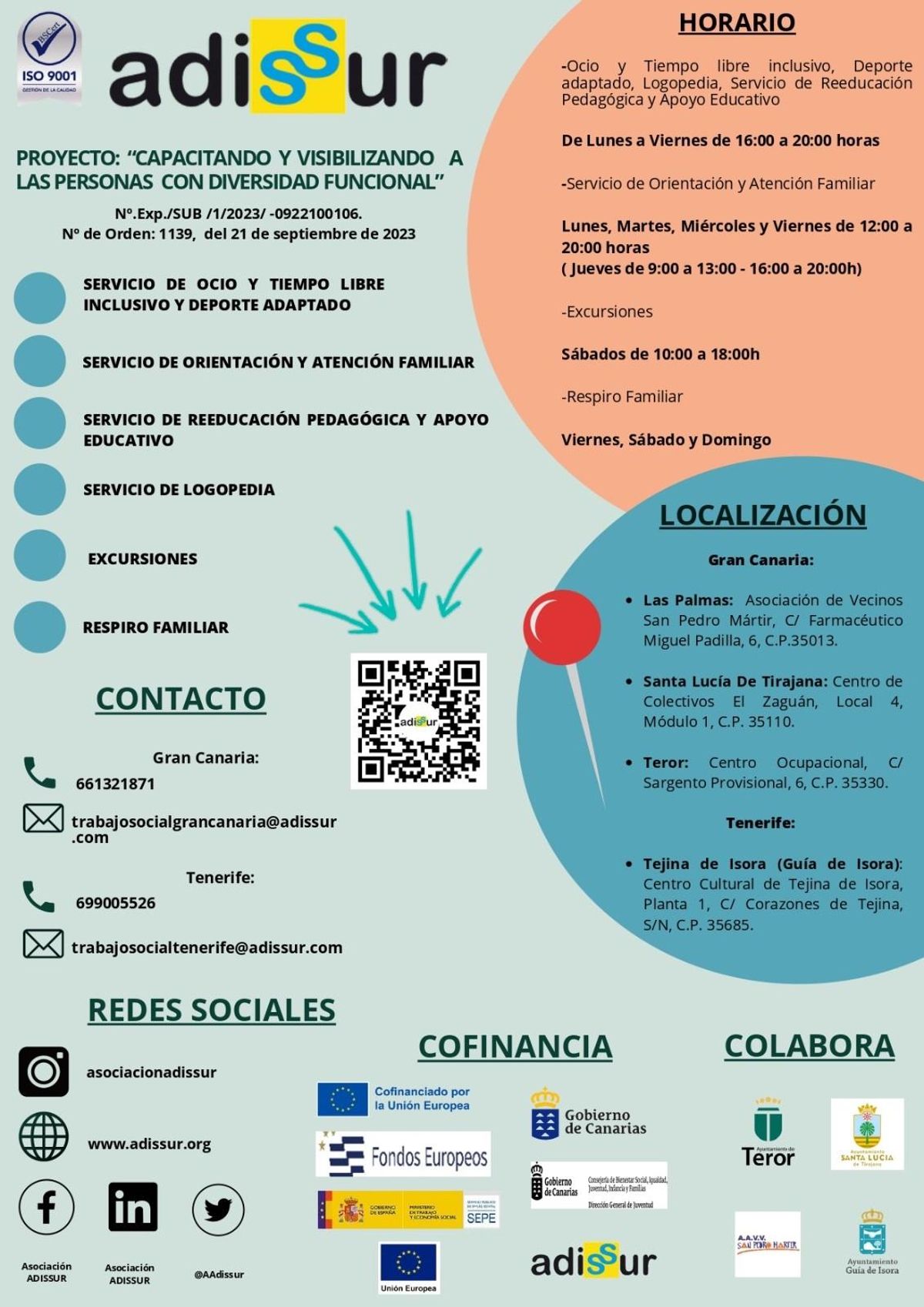 Cartel del proyecto de Adissur: 'Capacitando y visibilizando a las personas con diversidad funcional'.