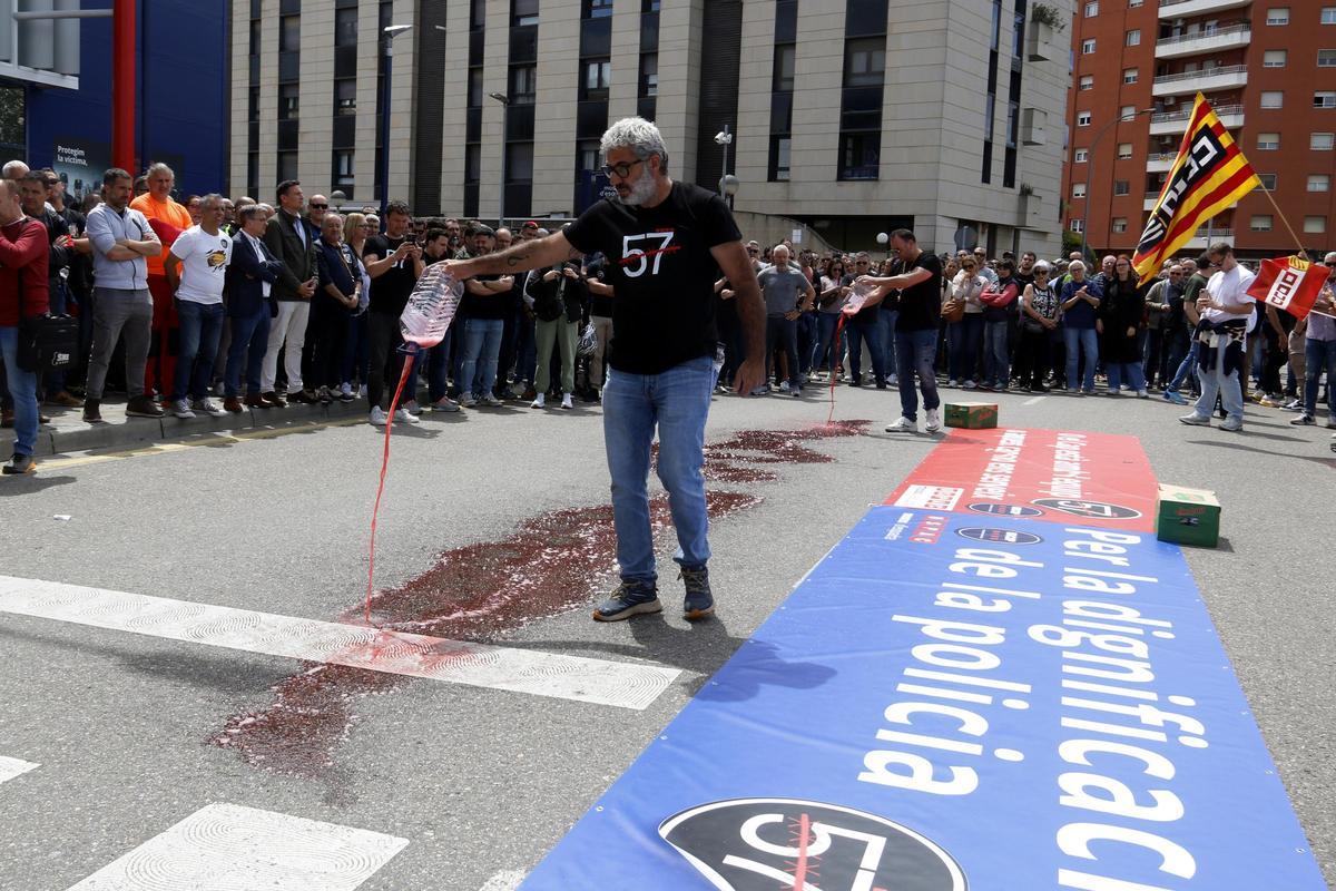 Imagen de la protesta sindical de Mossos en Lleida Imagen de la protesta sindical de Mossos en Lleida