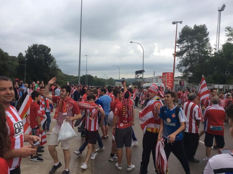 Rebuda històrica de l'afició del Girona FC a Montilivi