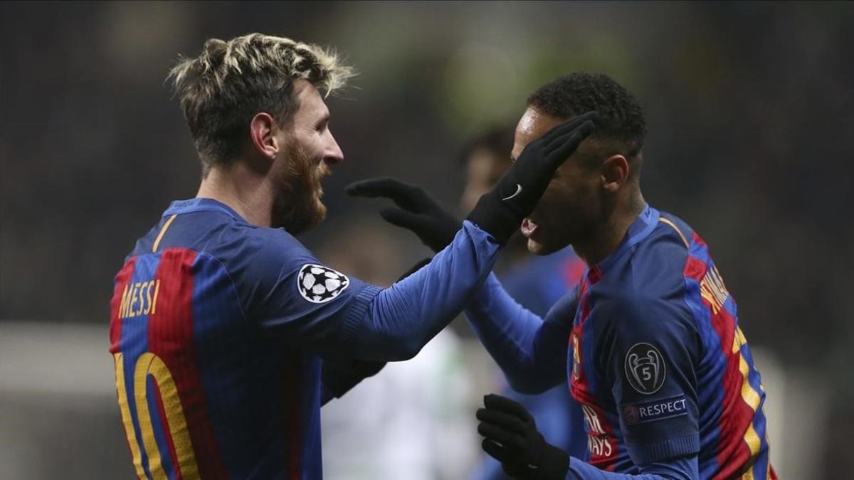 Messi y Neymar celebran un gol del Barça.
