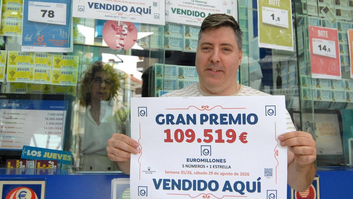 El Euromillones dejó un premio de más de 109.000 euros en un boleto validado en la Administración de Loterías Nº 2 de Lalín.