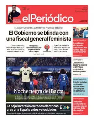 La portada de EL PERIÓDICO del 26 de noviembre de 2025