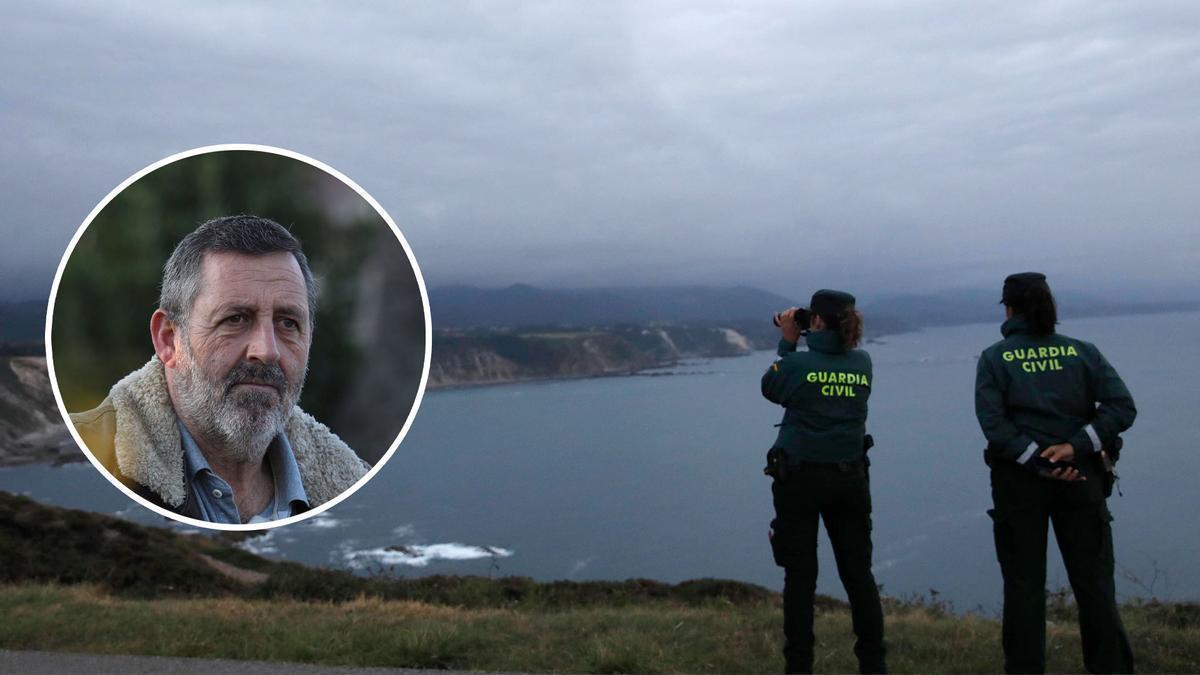 La cerca de l'alcalde de Soto del Barco en el cap Vidío. En el cercle, Jaime Pérez Lorente, &quot;Jimi&quot;