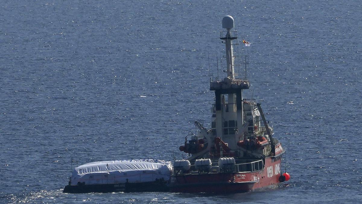 El barco de Open Arms, tras zarpar desde Larnaca hacia Gaza.