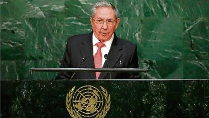 El president de Cuba, Raúl Castro, durant la seva intervenció d&#039;ahir a les Nacions Unides.