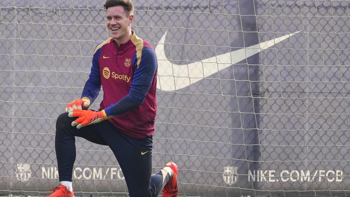 Ter Stegen, en  un entrenamiento de la pasada semana.