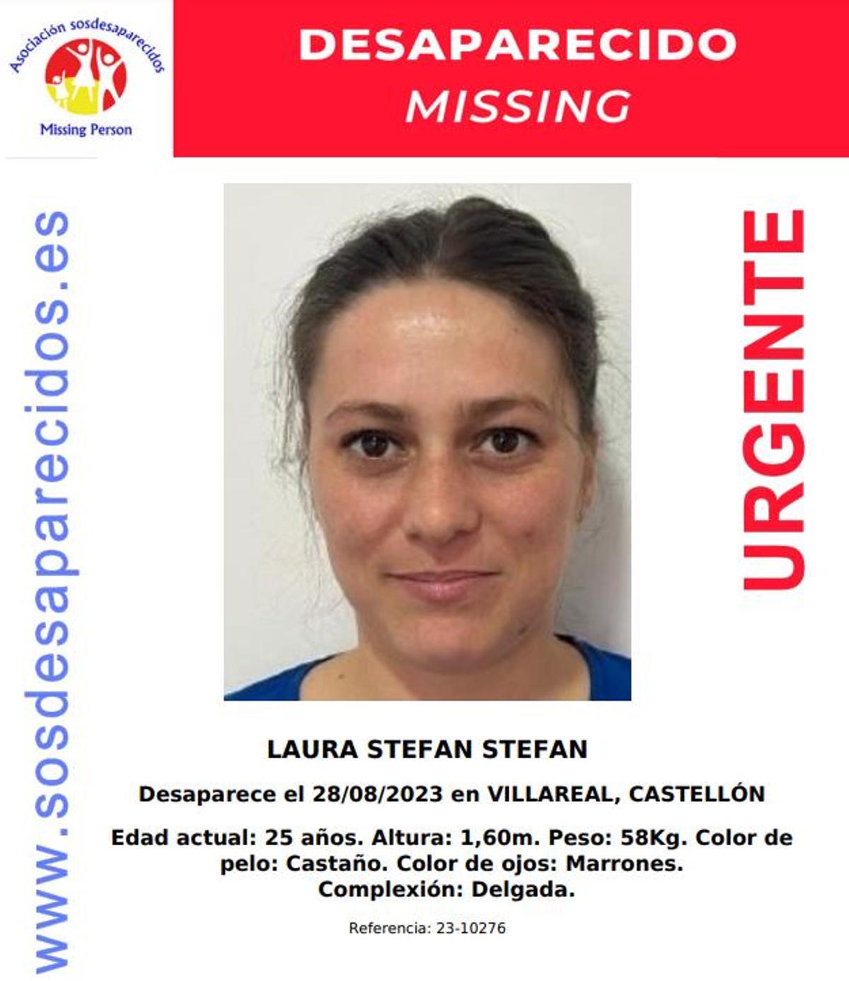 Cartel de búsqueda de Laura Stefan