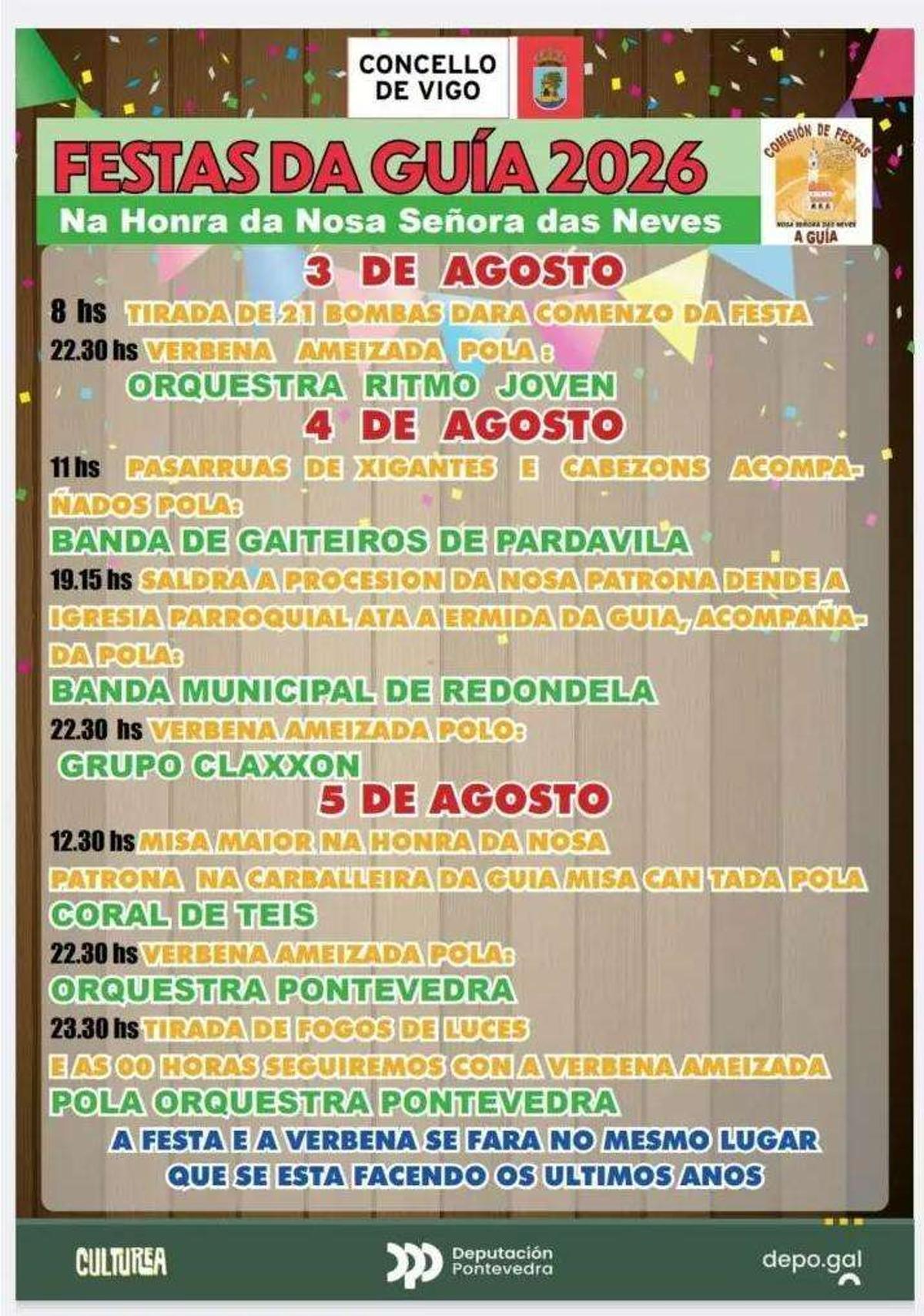 Cartel de las fiestas de A Guía, en Teis.
