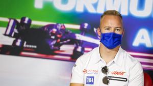 Nikita Mazepin en rueda de prensa durante el GP de Abu Dhabi