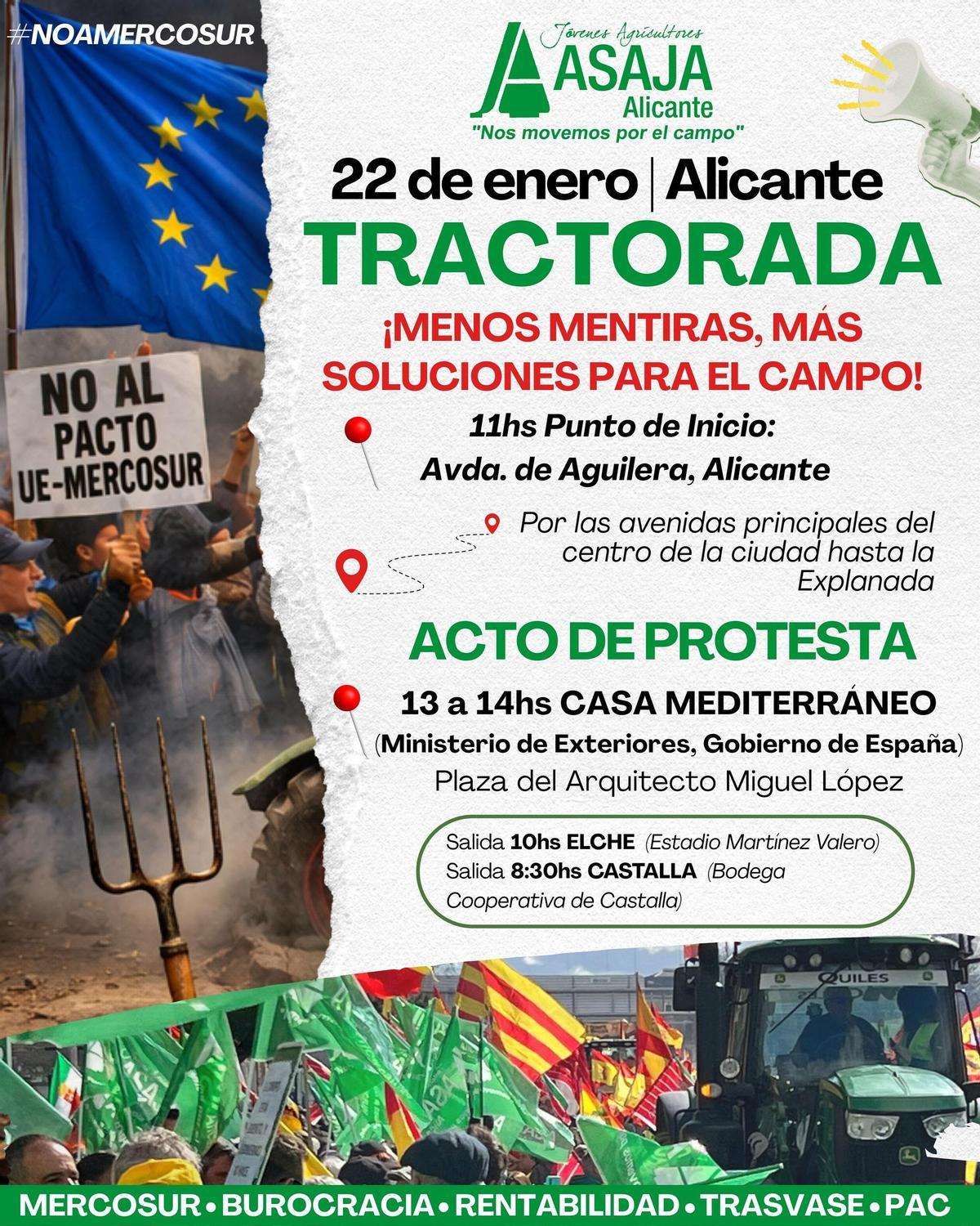 El cartel que convoca la protesta de Asaja.