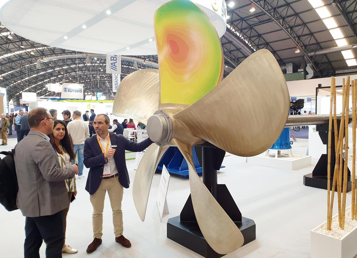 Una hélice en el stand de Navalia de Emenasa, una de las empresas beneficiadas en la convocatoria del CDTI