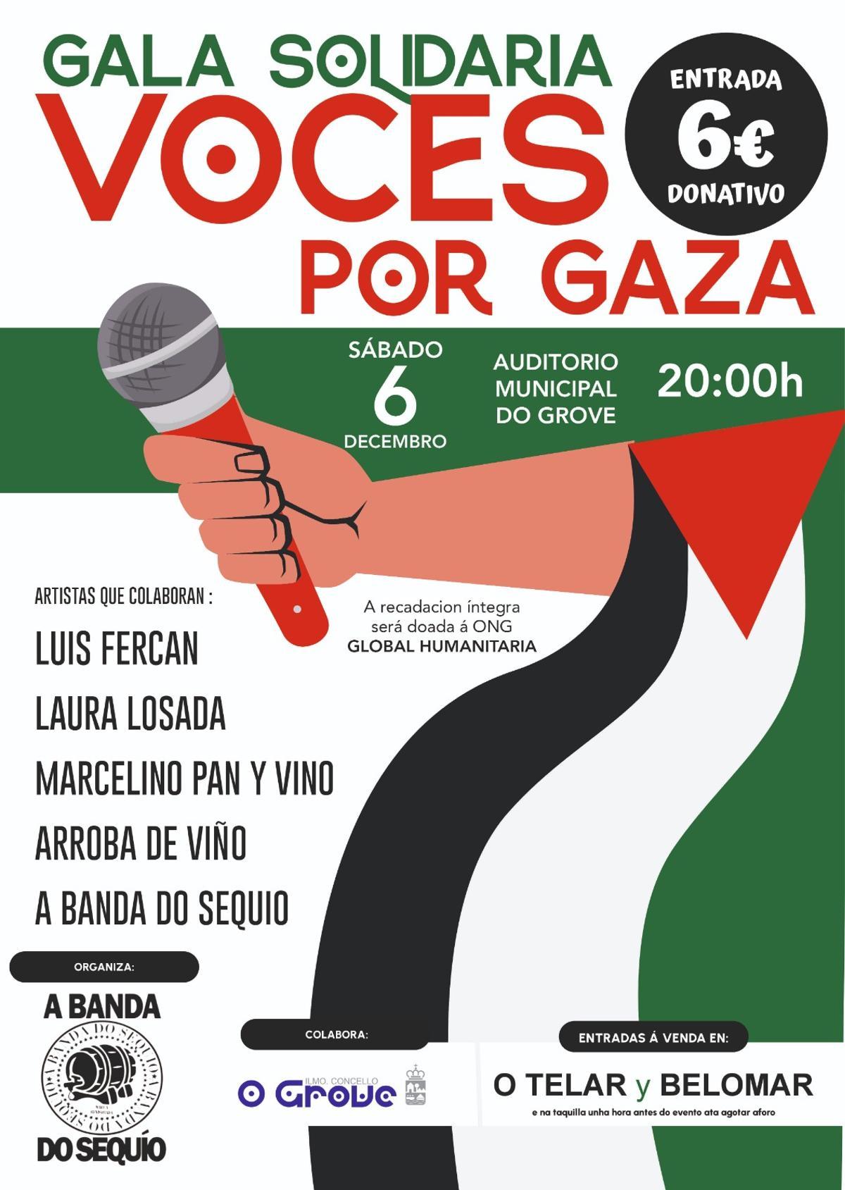 El cartel de la gala solidaria de Voces por Gaza.