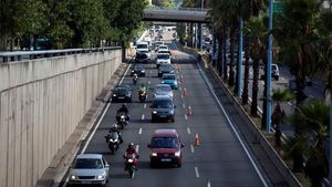 Les retencions a la Ronda de Dalt de Barcelona, aquest dilluns a primera hora.