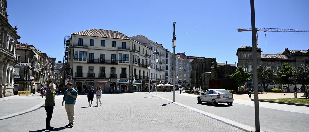Vista general de la Praza de España de Pontevedra, de prioridad peatonal.