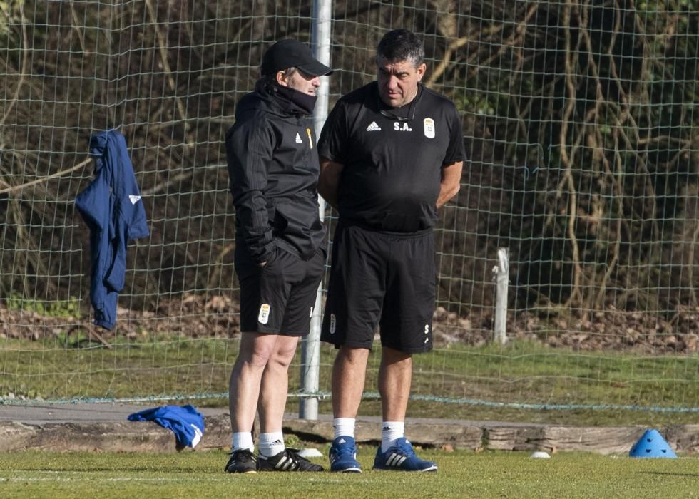 Entrenamiento del Oviedo tras ganar al Tenerife