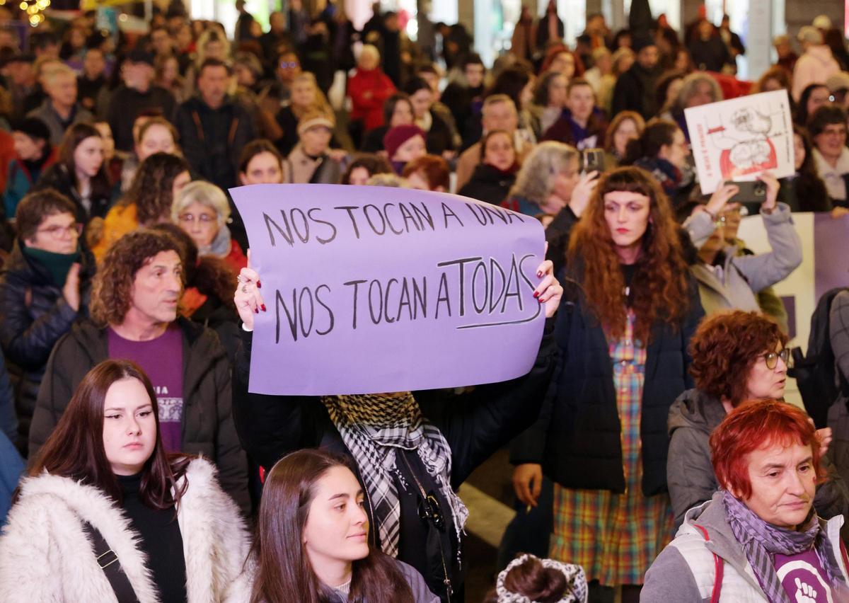 Manifestación en Vigo contra la violencia de género.
