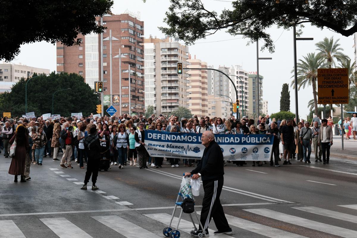 Manifestación en defensa de la sanidad pública convocada por la Marea Blanca
