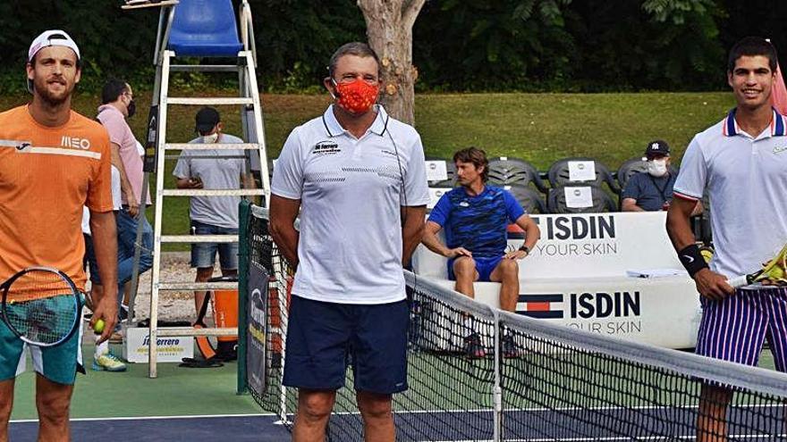 Joao Sousa y Pablo Carreño, antes del primer partido.