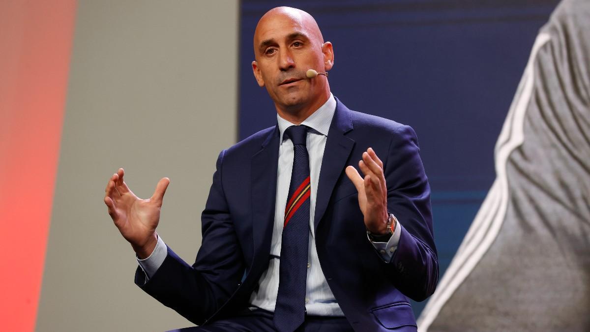 Luis Rubiales, durante la presentación de Luis de la Fuente como nuevo seleccionador nacional