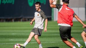 Marc Casadó, en un entrenamiento del Barça Atlètic