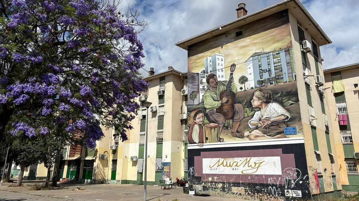 Mural en la Barriada de Murillo del Polígono Sur, donde se encuentra la asociación vecinal Esparanza Sur