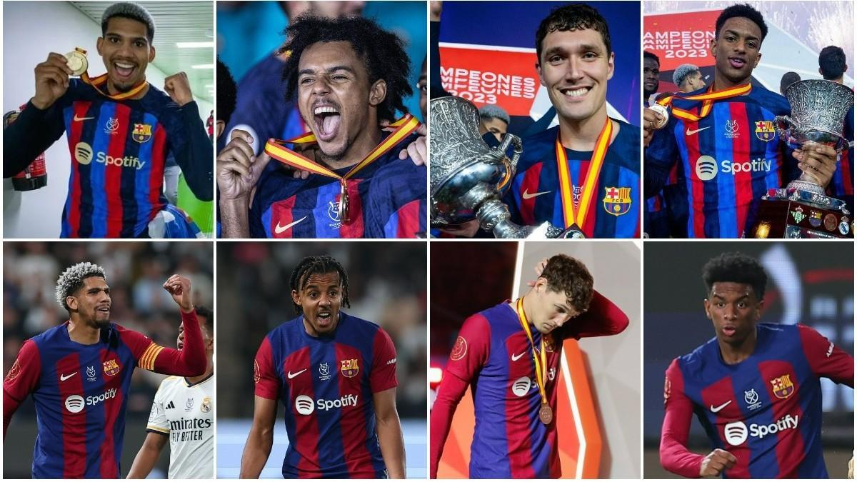 Araujo, Kounde, Christensen y Balde en las finales de la Supercopa de España 2023 y 2024