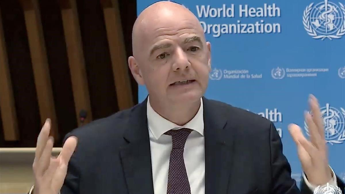 Infantino, el presidente de la FIFA, en su mensaje contra la pandemia del coronavirus.