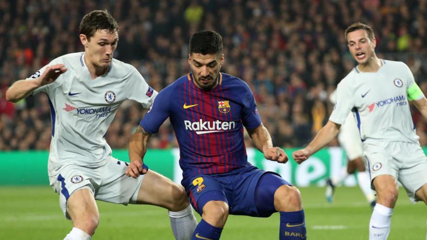 Luis Suárez durante el partido contra el Chelsea.